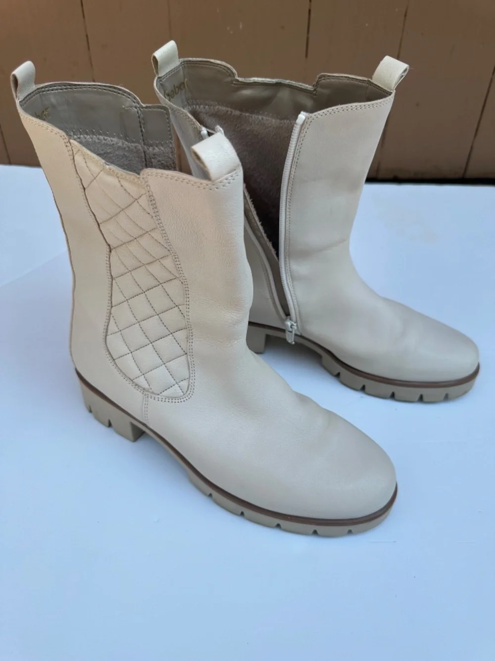 Gabor Cream/Tan Boots - Rubber Soles